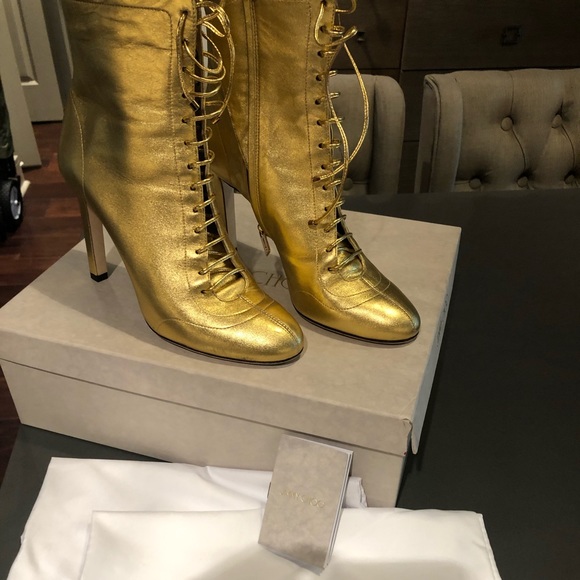 gold jimmy choo boots